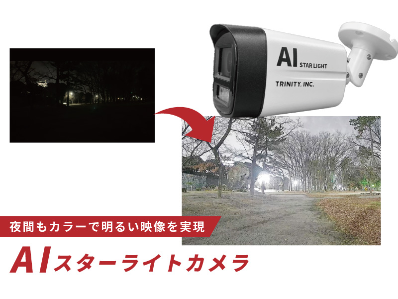 夜間もカラーで撮影すAIスターライトカメラ