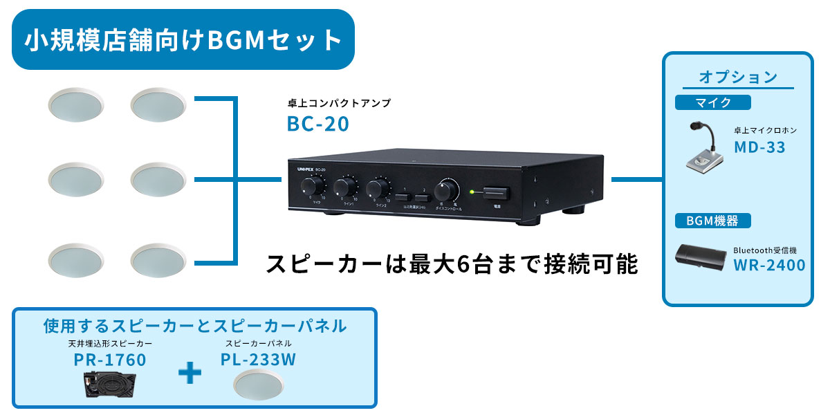 BGM中心のシンプルな放送設備