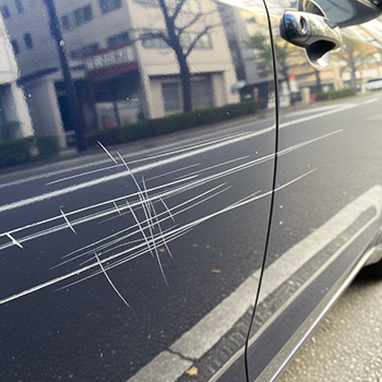 10円玉で車のボディを故意に傷つける悪質ないたずら